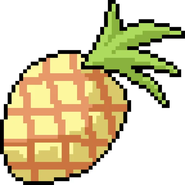 Vector Pixel Art Pineapple Isolated Cartoon — Stock Vector