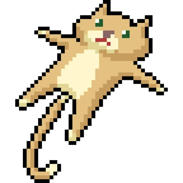 Vector Pixel Art Cat Lazy Isolated Cartoon — Stock Vector