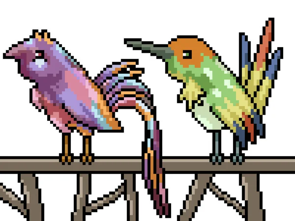 Піксельне Мистецтво Фантазії Барвистий Птах — стоковий вектор
