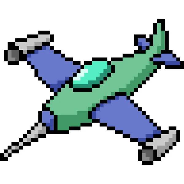 Vecteur Pixel Art Avion Isolé Dessin Animé — Image vectorielle