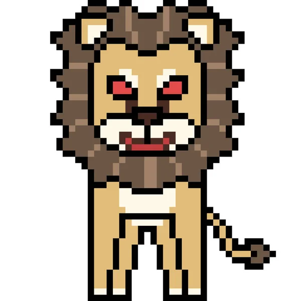 Vecteur Pixel Art Dessin Animé Lion Isolé — Image vectorielle