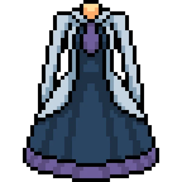 Vector Pixel Arte Vestido Femenino Dibujos Animados Aislados — Vector de stock