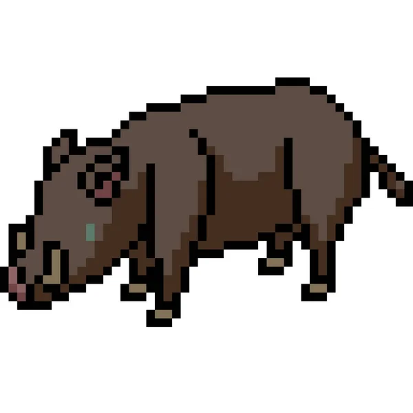 Vecteur Pixel Art Sanglier Isolé Dessin Animé — Image vectorielle