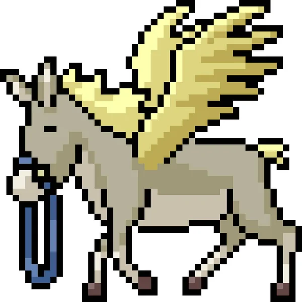 Pixel Vetorial Arte Burro Pegasus Isolado Desenhos Animados — Vetor de Stock