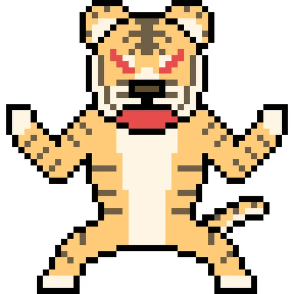 Vektor Pixel Kunst Wilder Tiger — Stockvektor