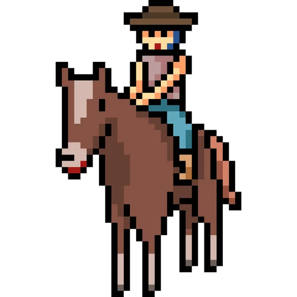 Vecteur Pixel Art Homme Cheval Cheval Isolé — Image vectorielle