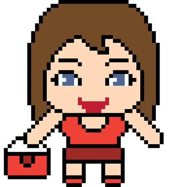 Vector Pixel Arte Mujer Aislado — Vector de stock