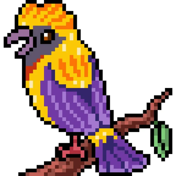 Vector Pixel Arte Hermoso Pájaro Aislado — Vector de stock