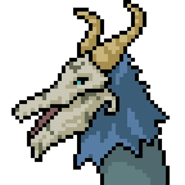 Vecteur Pixel Art Monstre Tête Isolé Dessin Animé — Image vectorielle