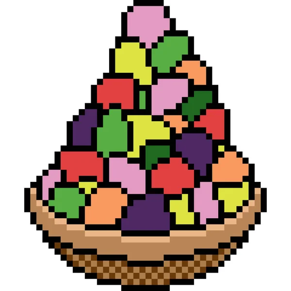 Vector Pixel Arte Cesta Fruta Aislada — Archivo Imágenes Vectoriales