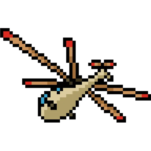 Vetor Pixel Arte Helicóptero Isolado Cartoo — Vetor de Stock