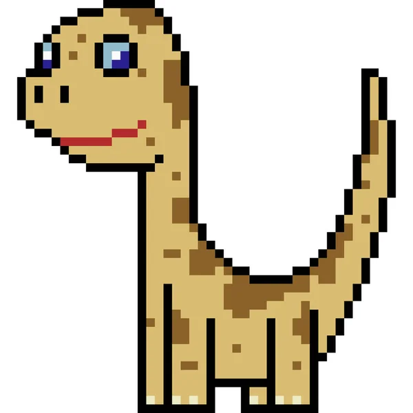 Vector Pixel Art Brachiosaurus Terisolasi - Stok Vektor