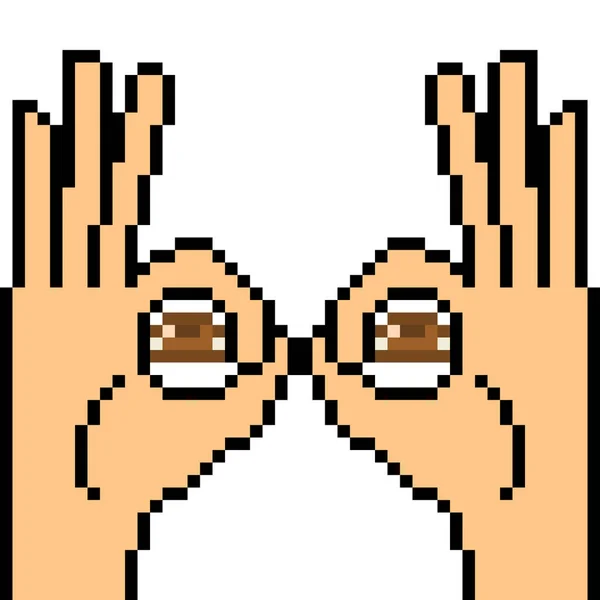 Διάνυσμα Pixel Art Hand Sign Peek Απομονωμένο — Διανυσματικό Αρχείο