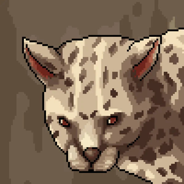 Pixel Arte Salvaje Gato Retrato — Vector de stock