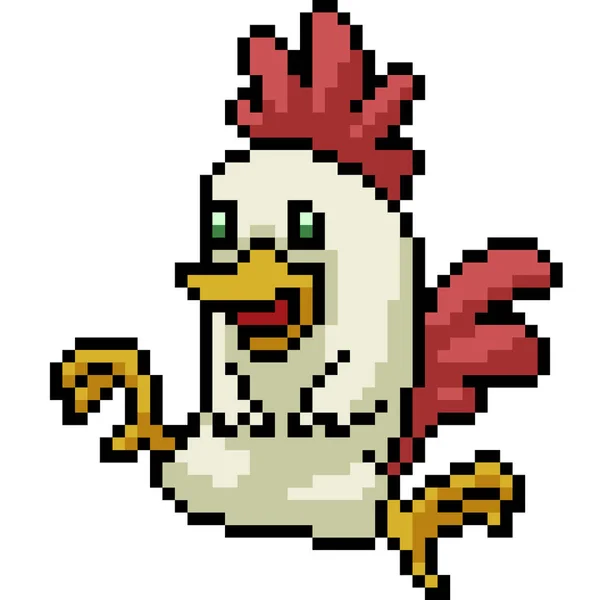 Vector Pixel Arte Pollo Sentarse Aislado Cartoo — Vector de stock