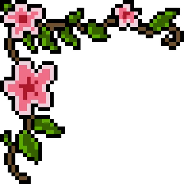 Vektor Pixel Umění Květiny Dekorace Izolované — Stockový vektor