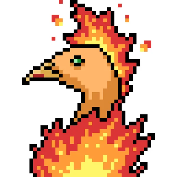Vector Pixel Art Fire Bird Isolated Cartoo — 스톡 벡터