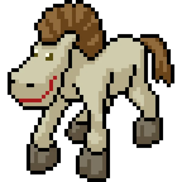 Vecteur Pixel Art Cheval Isolé Dessin Animé — Image vectorielle