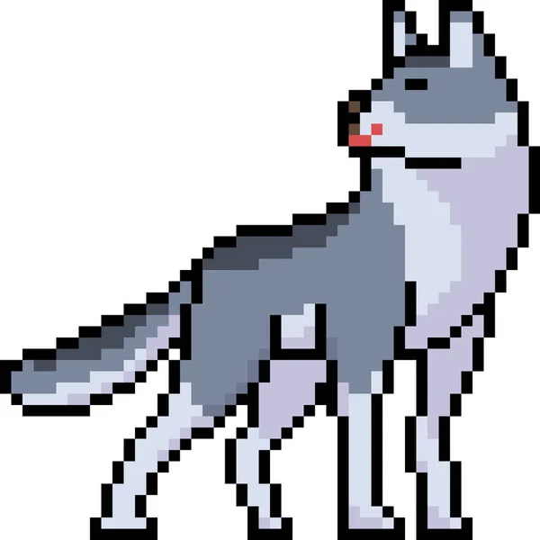 Vector Pixel Arte Lobo Salvaje Dibujos Animados Aislados — Vector de stock