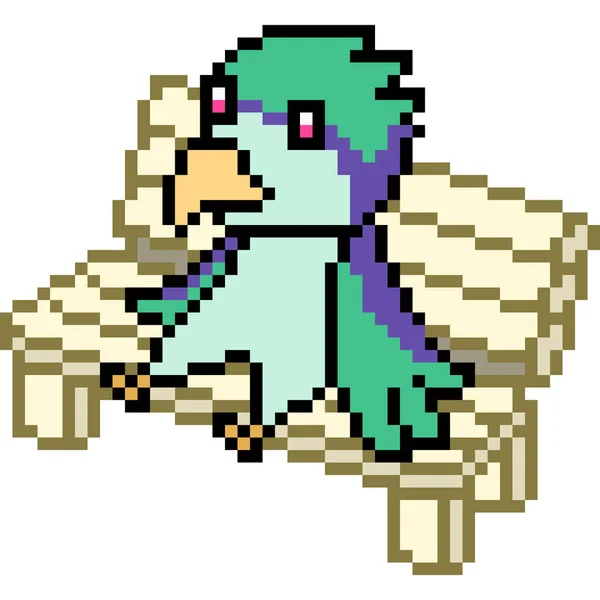 Vector Pixel Art Bird Sit Isolated — Stock Vector