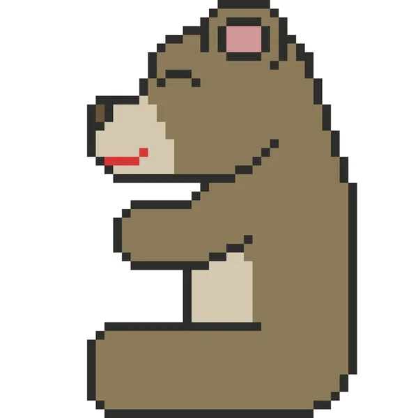 Vettore Pixel Art Bear Sit — Vettoriale Stock