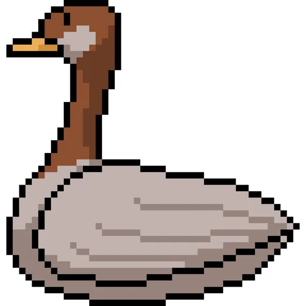 Vector Pixel Art Duck Isolated Cartoon — Stock Vector