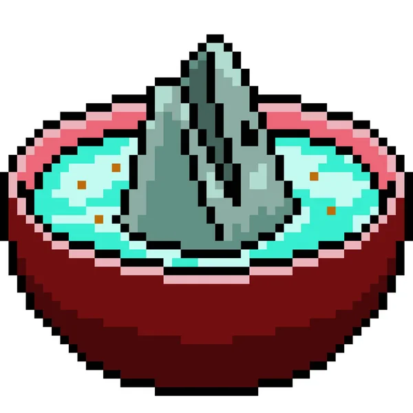 Vecteur Pixel Art Poisson Soupe Isolé Dessin Animé — Image vectorielle