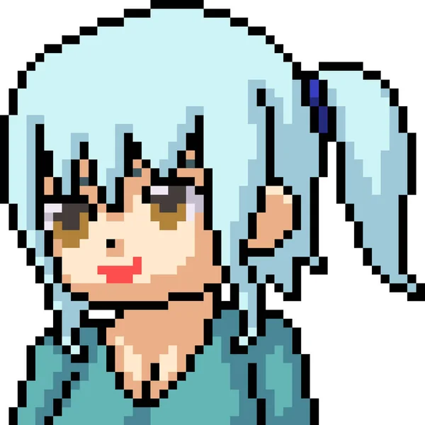Vector Pixel Art Anime Girl Isolated Cartoon — Stock Vector