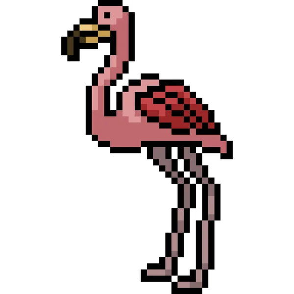 Vecteur Pixel Art Flamant Rose Isolé Dessin Animé — Image vectorielle