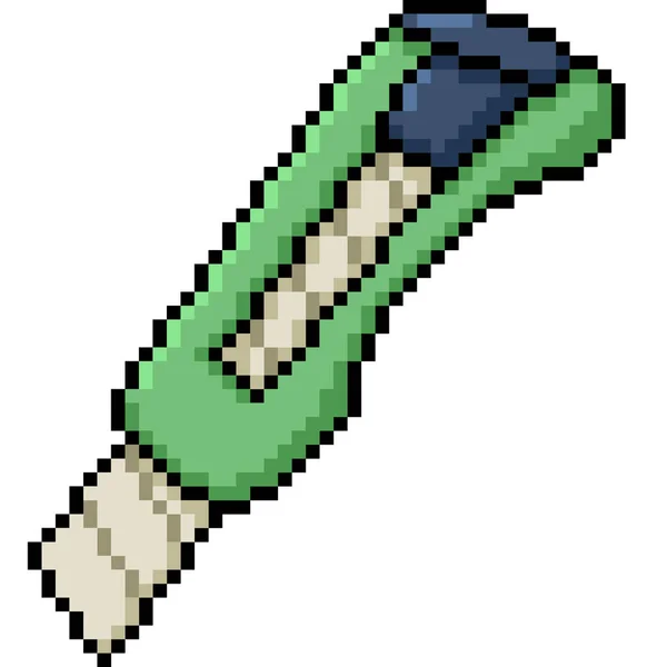 Vector Pixel Arte Cuchillo Cortador Dibujos Animados Aislados — Vector de stock