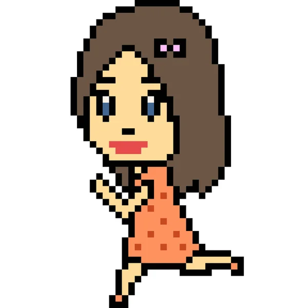 Vetor Pixel Arte Menina Executado —  Vetores de Stock