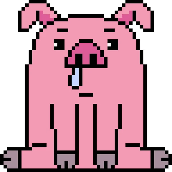 Vecteur Pixel Art Porc Isolé — Image vectorielle