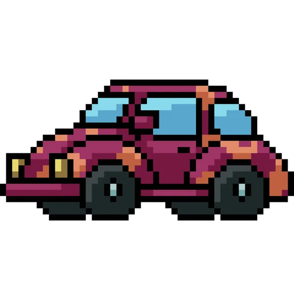 Vecteur Pixel Art Voiture Isolé Dessin Animé — Image vectorielle