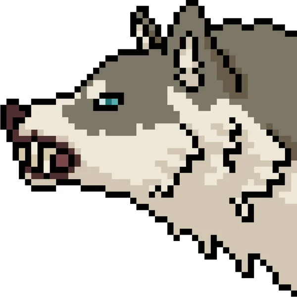 Vektor Pixel Kunst Wolf Wütend Isoliert Cartoo — Stockvektor