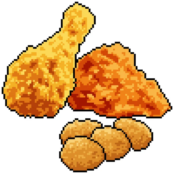 Pixel Kunst Des Gebratenen Hähnchen Snacks — Stockvektor