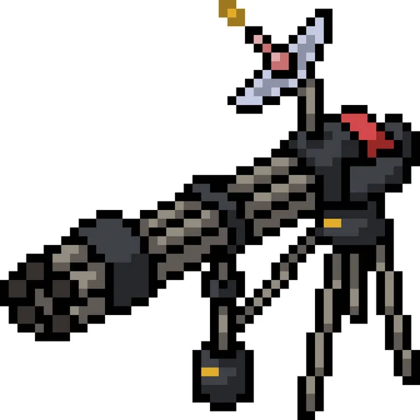 Wektor Pixel Sztuka Gatling Pistolet Izolowane Kreskówki — Wektor stockowy