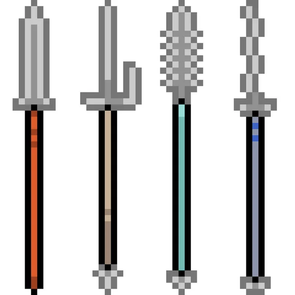 Vecteur Pixel Art Arme Lance Isolé — Image vectorielle