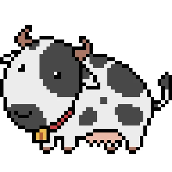 矢量像素艺术奶牛孤立漫画 — 图库矢量图片