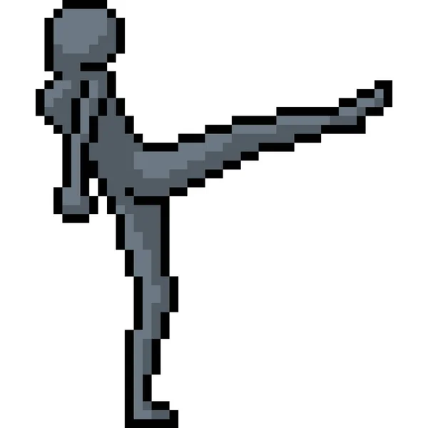Vecteur Pixel Art Kick Combat Isolé Dessin Animé — Image vectorielle