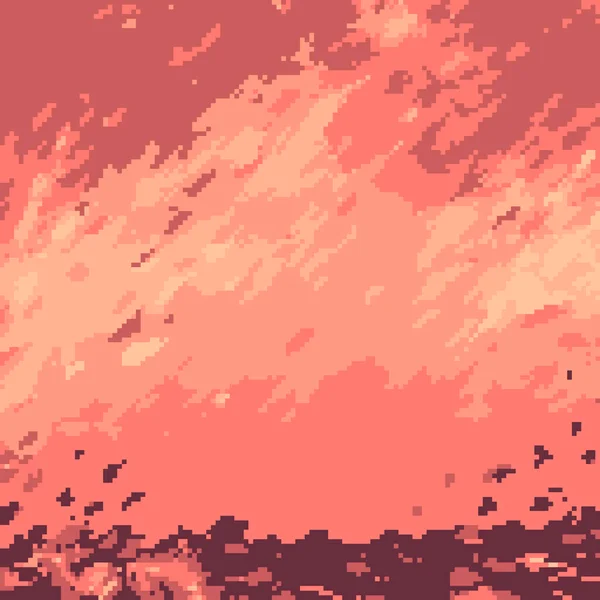 Pixel Art Volcan Feu Carré Fond — Image vectorielle
