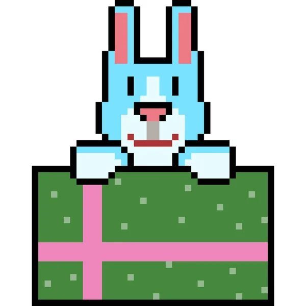 Vector Pixel Arte Conejo Regalo Aislado — Archivo Imágenes Vectoriales