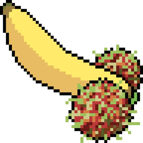 Vector Pixel Art Banaan Rambutan Geïsoleerd — Stockvector