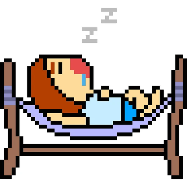 Vecteur Pixel Art Hamac Sommeil Isolé — Image vectorielle