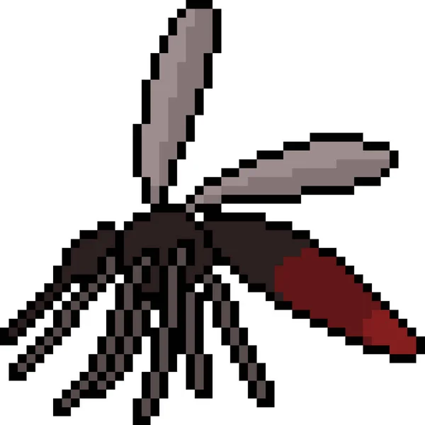 Vector Pixel Arte Mosquito Dibujos Animados Aislados — Vector de stock