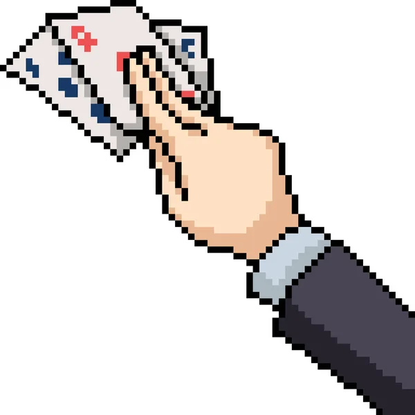 Vector Pixel Art Isolated Gamble Hand — Stock Vector