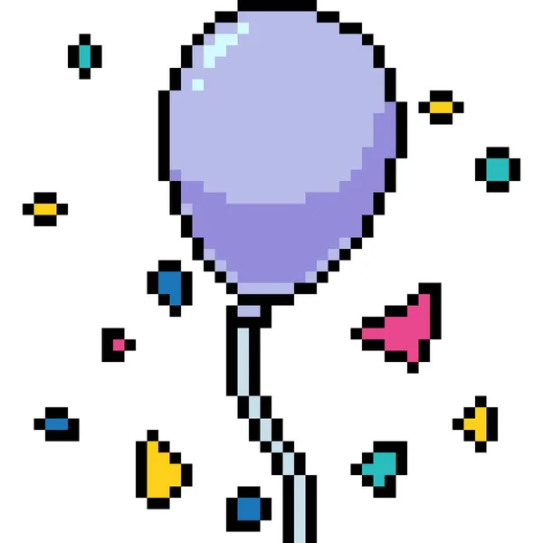 Vector Pixel Kunst Ballon Vieren Geïsoleerde Cartoon — Stockvector