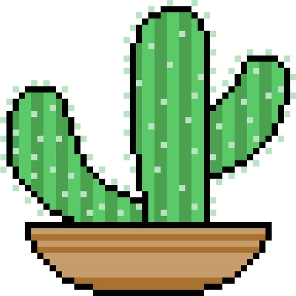 Vector Pixel Arte Cactus Pot Aislado — Vector de stock