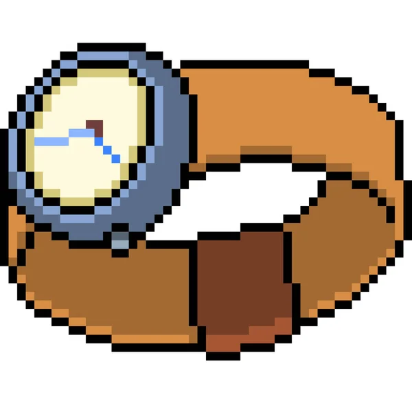 Vector Pixel Arte Reloj Dibujos Animados Aislados — Vector de stock