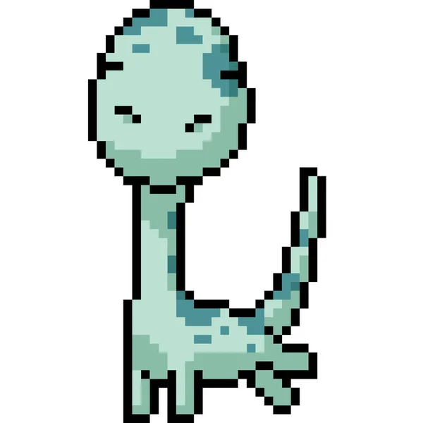 Pixel Vettoriale Arte Brachiosauro Isolato Cartone Animato — Vettoriale Stock