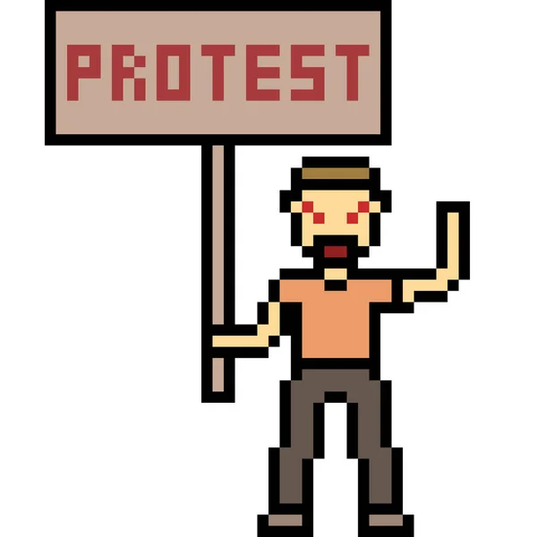 Vektor Pixel Kunst Protest Mann — Stockvektor